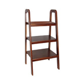3 Tier Wooden Storage Ladder Stand with Open Back and Sides, Brown