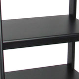 Benzara 3 Tier Wooden Storage Ladder Stand with Open Back and Sides, Black BM210420 Black Solid Wood BM210420