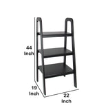Benzara 3 Tier Wooden Storage Ladder Stand with Open Back and Sides, Black BM210420 Black Solid Wood BM210420
