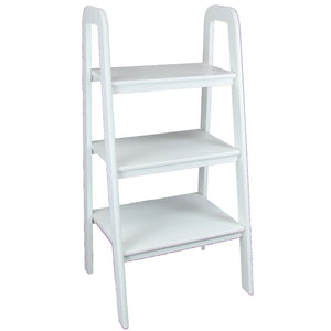 Benzara 3 Tier Wooden Storage Ladder Stand with Open Back and Sides, White BM210421 White Solid Wood BM210421