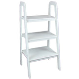 3 Tier Wooden Storage Ladder Stand with Open Back and Sides, White