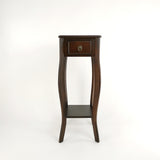 Benzara Wooden Square Pedestal with 1 Drawer and Curved Legs, Espresso Brown BM210423 Brown Solid Wood BM210423