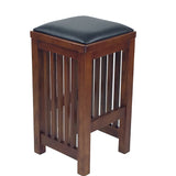 Benzara 24 Inch Faux Leather Upholstered Wooden Backless Barstool, Oak Brown BM210426 Brown Solid Wood and Faux Leather BM210426