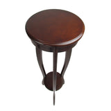 Benzara Round Pedestal Stand with Open Bottom Shelf and Flared Legs, Brown BM210427 Brown Solid Wood BM210427