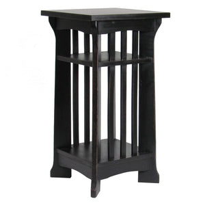 Benzara Wooden Pedestal Stand with Open Bottom Shelf, Antique Black BM210429 Black Solid Wood BM210429