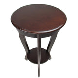 Benzara 31.5 Inch Round Pedestal Stand with Open Bottom Shelf and Flared Legs,Brown BM210431 Brown Solid Wood BM210431