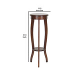 Benzara 31.5 Inch Round Pedestal Stand with Open Bottom Shelf and Flared Legs,Brown BM210431 Brown Solid Wood BM210431