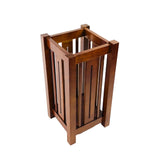 Benzara Mission Style Square Wooden Umbrella Stand with Block Feet, Brown BM210434 Brown Solid Wood BM210434