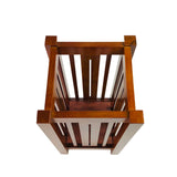 Benzara Mission Style Square Wooden Umbrella Stand with Block Feet, Brown BM210434 Brown Solid Wood BM210434