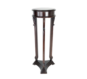 Benzara Transitional Style Wooden Pedestal with Scrolled Legs, Brown BM210443 Brown Solid Wood BM210443