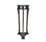 Transitional Style Wooden Pedestal with Scrolled Legs, Brown