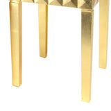 Benzara Rectangular Wooden Nesting Table with Geometric Edges, Set of 2, Gold BM210447 Gold Solid Wood BM210447
