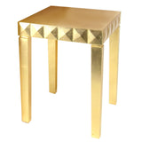 Benzara Rectangular Wooden Nesting Table with Geometric Edges, Set of 2, Gold BM210447 Gold Solid Wood BM210447