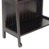 Benzara 4 Tier Foldable Shelf Display Stand with Plank Style Back, Brown BM210448 Brown Solid Wood BM210448