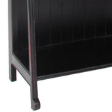 Benzara 4 Tier Foldable Shelf Display Stand with Plank Style Back, Black BM210449 Black Solid Wood BM210449