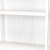 Benzara 4 Tier Foldable Shelf Display Stand with Plank Style Back, White BM210450 White Solid Wood BM210450