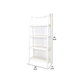 Benzara 4 Tier Foldable Shelf Display Stand with Plank Style Back, White BM210450 White Solid Wood BM210450