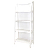 Benzara 4 Tier Foldable Shelf Display Stand with Plank Style Back, White BM210450 White Solid Wood BM210450