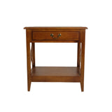 Benzara Transitional Style Nightstand with 1 Drawer and X Shape Sides, Brown BM210451 Brown Solid Wood BM210451