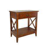 Benzara Transitional Style Nightstand with 1 Drawer and X Shape Sides, Brown BM210451 Brown Solid Wood BM210451