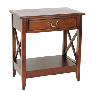 Benzara Transitional Style Nightstand with 1 Drawer and X Shape Sides, Brown BM210451 Brown Solid Wood BM210451