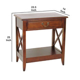 Benzara Transitional Style Nightstand with 1 Drawer and X Shape Sides, Brown BM210451 Brown Solid Wood BM210451