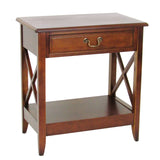 Benzara Transitional Style Nightstand with 1 Drawer and X Shape Sides, Brown BM210451 Brown Solid Wood BM210451