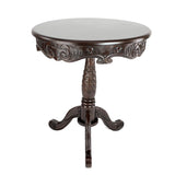 Benzara Traditional Style Lamp Table with Circular Top and Pedestal Base,Dark Brown BM210453 Brown Solid Wood BM210453