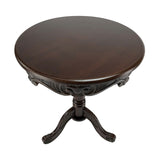 Benzara Traditional Style Lamp Table with Circular Top and Pedestal Base,Dark Brown BM210453 Brown Solid Wood BM210453