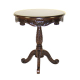 Benzara Traditional Style Lamp Table with Circular Top and Pedestal Base,Dark Brown BM210453 Brown Solid Wood BM210453