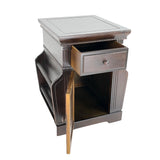 Benzara Transitional Magazine Cabinet with 1 Drawer and 1 Cabinet, Brown BM210454 Brown Solid Wood BM210454