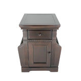 Benzara Transitional Magazine Cabinet with 1 Drawer and 1 Cabinet, Brown BM210454 Brown Solid Wood BM210454