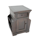 Benzara Transitional Magazine Cabinet with 1 Drawer and 1 Cabinet, Brown BM210454 Brown Solid Wood BM210454