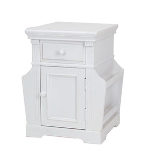 Benzara Transitional Magazine Cabinet with 1 Drawer and 1 Cabinet, White BM210455 White Solid Wood BM210455