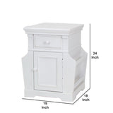 Benzara Transitional Magazine Cabinet with 1 Drawer and 1 Cabinet, White BM210455 White Solid Wood BM210455