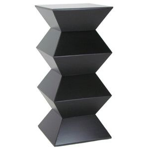 Benzara Contemporary Style Faceted Pedestal with Square Top, Black BM210456 Black Solid Wood BM210456