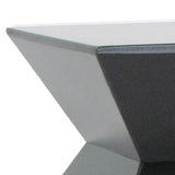 Benzara Contemporary Style Faceted Pedestal with Square Top, Black BM210456 Black Solid Wood BM210456