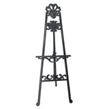 Benzara Traditional Style Wooden Easel with Scrollwork Details, Black BM210459 Black Solid Wood BM210459