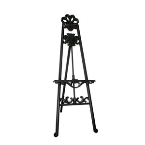 Benzara Traditional Style Wooden Easel with Scrollwork Details, Black BM210459 Black Solid Wood BM210459