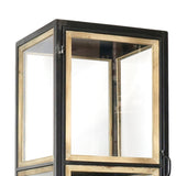 Benzara Transitional Style  4 Tier Metal Cabinet with Wooden Details, Black BM210540 Black Metal, Wood and Glass BM210540