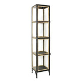 Transitional Style  4 Tier Metal Cabinet with Wooden Details, Black