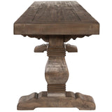 Benzara 66 Inch Plank Top Wooden Bench with Pedestal Base, Brown BM210608 Brown Solid Wood BM210608