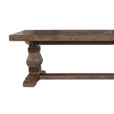 Benzara 66 Inch Plank Top Wooden Bench with Pedestal Base, Brown BM210608 Brown Solid Wood BM210608