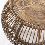 Benzara Handwoven Round Rattan Coffee Table with Concentric Circle Top, Brown BM210616 Brown Rattan BM210616