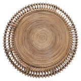 Benzara Handwoven Round Rattan Coffee Table with Concentric Circle Top, Brown BM210616 Brown Rattan BM210616