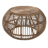 Benzara Handwoven Round Rattan Coffee Table with Concentric Circle Top, Brown BM210616 Brown Rattan BM210616