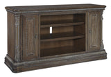 2 Door Traditional Wooden TV Stand with Adjustable Shelves, Large, Brown