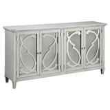 4 Panel Door Cabinet with Fluted Detail, Antique White