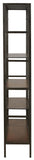 Benzara 5 Shelves Asymmetric Design Bookcase with Metal Frame, Brown and Black BM210649 Brown and Black Solid Wood, Engineered Wood and Metal BM210649