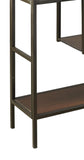 Benzara 5 Shelves Asymmetric Design Bookcase with Metal Frame, Brown and Black BM210649 Brown and Black Solid Wood, Engineered Wood and Metal BM210649